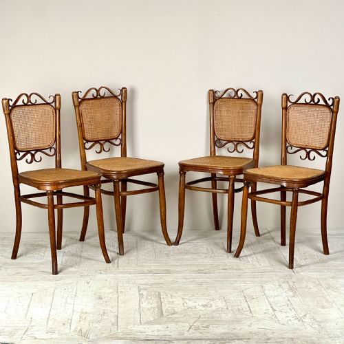 fig 1. A Quartet Of Early C20th Bentwood And Cane Chairs By Josef Hoffmann
