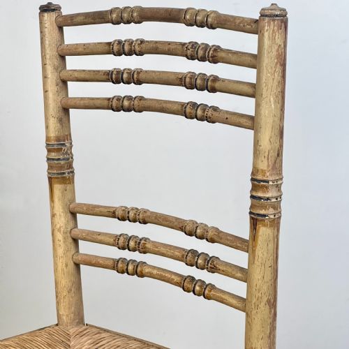A PAIR OF PAINTED REGENCY FAUX BAMBOO AND RUSH SEAT CHAIRS - ADDITIONAL PHOTO 4