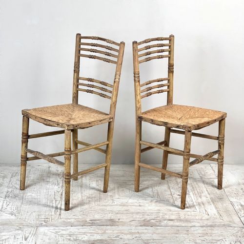 A PAIR OF PAINTED REGENCY FAUX BAMBOO AND RUSH SEAT CHAIRS - ADDITIONAL PHOTO 6