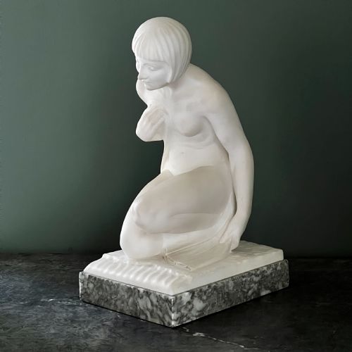 Early C20th Italian Marble Sculpture of a Lady Bathing