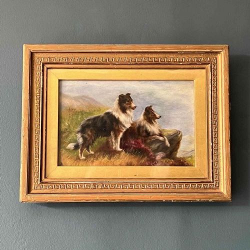 fig 1. Collie or Sheep Dogs Early C20th Oil On Board By Bessie Bamber