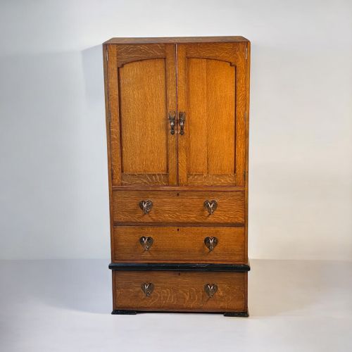 fig 1. An Arts & Crafts Oak Linen Press In The Manner Of Liberty London
