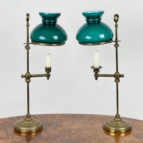 fig 1. A Pair Of Victorian Adjustable Brass Student's Candle Lamps