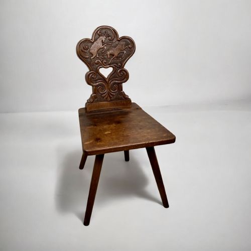 fig 1. A Swiss Alpine Folk Art Escabelle Chair