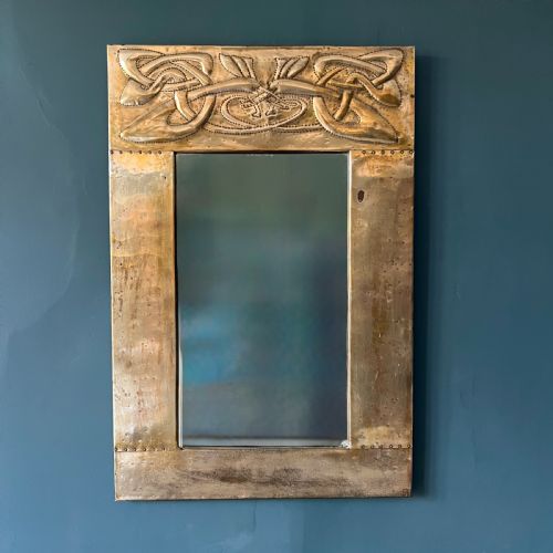Arts and Crafts Glasgow School Brass Mirror in the Manner of  Margaret Gilmour