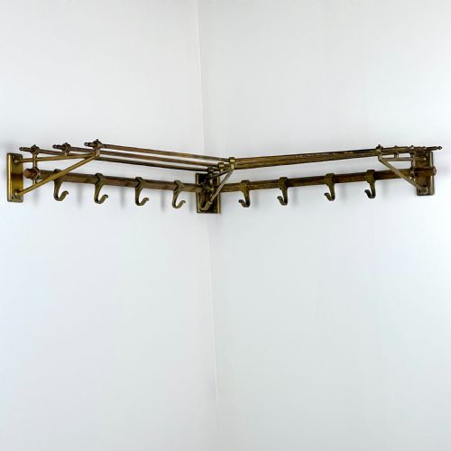 A Rare Art Deco Brass Corner Coat and Hat Rack