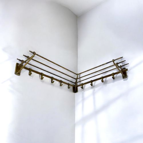 fig 1. A Rare Art Deco Brass Corner Coat And Hat Rack