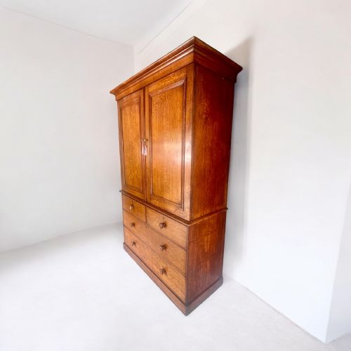 fig 1. 19th Century Oak Wardrobe Linen Press Or Housekeeper's Cupboard