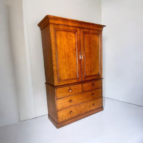 fig 2. 19th Century Oak Wardrobe Linen Press Or Housekeeper's Cupboard