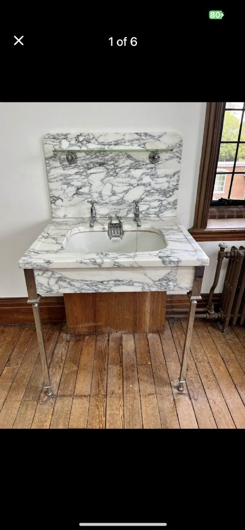 fig 1. Antique Shanks & Co Marble Washstand Rare And Complete