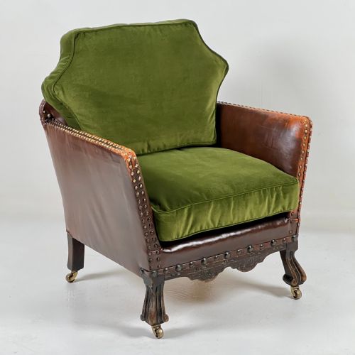 fig 2. Pair Of His And Hers French Leather Club Chairs