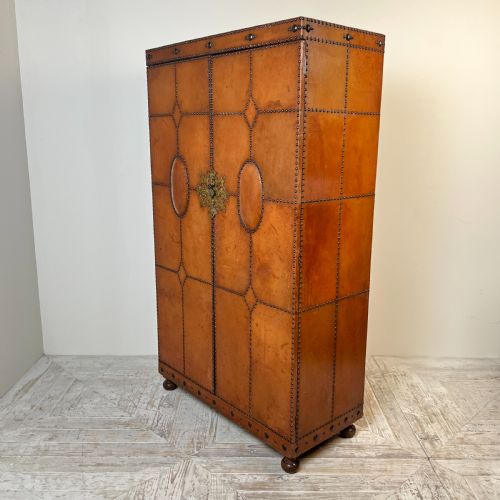 fig 1. 1920S–30S Spanish Leather Wardrobe With Studwork And Brass Lock
