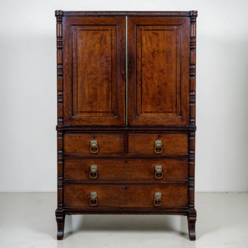 fig 1. A Regency Mahogany Linen Press Of Rare Smaller Proportions