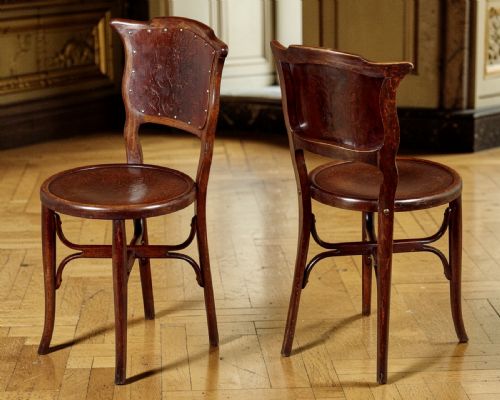 RARE SET OF FOUR EMBOSSED THONET OR J J KOHN BENTWOOD CHAIRS CIRCA 1900 - ADDITIONAL PHOTO 1