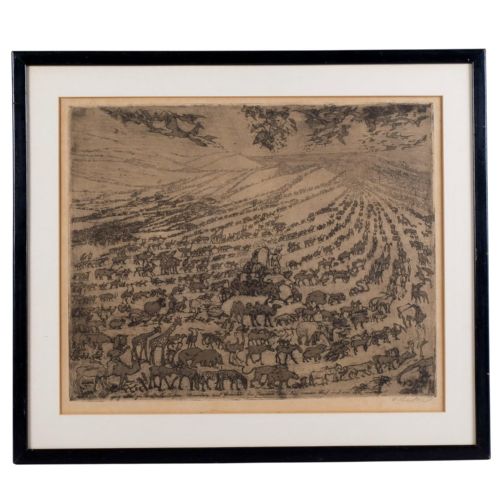 Noah’s Ark Original Etching and Aquatint Austrian Modernist by Oskar Laske