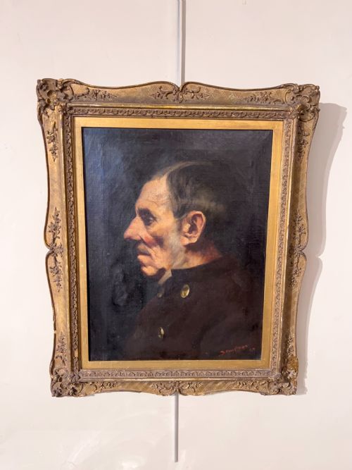 OIL ON CANVAS PORTRAIT BY BERTRAM PRIESTMAN RA EXHIBITED ROYAL ACADEMY 1890