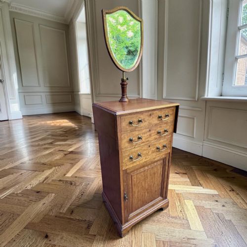 EDWARDIAN MAHOGANY DRESSING CHEST WITH ADJUSTABLE SHIELD MIRROR - ADDITIONAL PHOTO 3