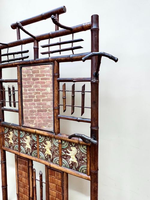 VICTORIAN BAMBOO COAT STAND WITH MIRROR UMBRELLA STAND - ADDITIONAL PHOTO 4