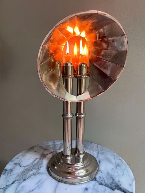 SILVERPLATED REFLECTOR CANDLE LAMP INSCRIBED AND DATED 1913