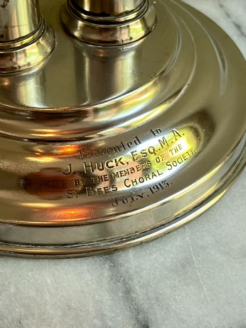 SILVERPLATED REFLECTOR CANDLE LAMP INSCRIBED AND DATED 1913 - ADDITIONAL PHOTO 4