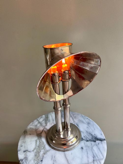SILVERPLATED REFLECTOR CANDLE LAMP INSCRIBED AND DATED 1913 - ADDITIONAL PHOTO 9