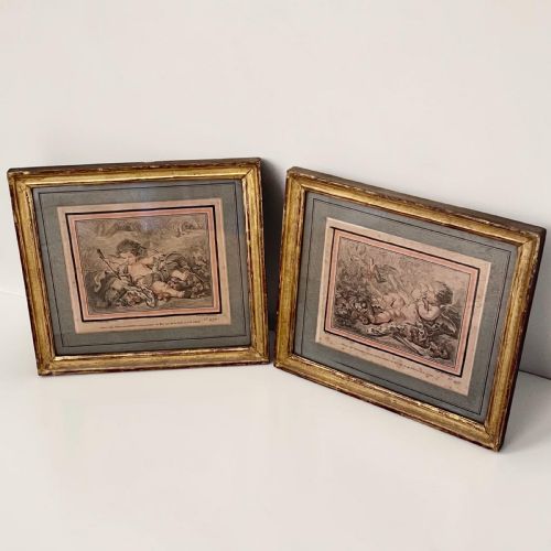 Pair of 18th Century French Engravings After Huet, Engraved by Demarteau