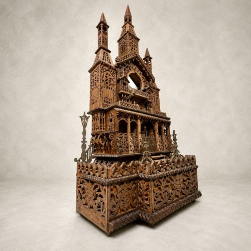 LARGE ARCHITECTURAL FRETWORK CLOCK CASE LATE 19THEARLY 20TH CENTURY - ADDITIONAL PHOTO 3
