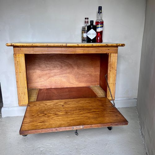 FRENCH 1930'S BAMBOO DRINKS CABINET ON CASTIRON LEGS - ADDITIONAL PHOTO 5