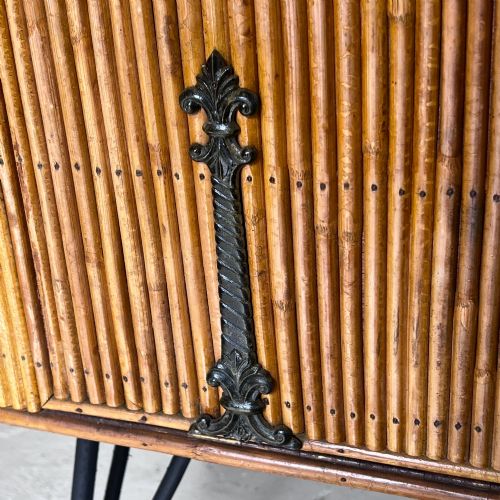 FRENCH 1930'S BAMBOO DRINKS CABINET ON CASTIRON LEGS - ADDITIONAL PHOTO 10