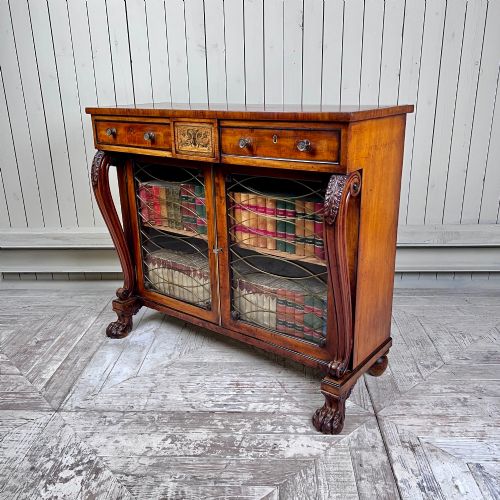 Regency Mahogany, Ebony & Brass Inlaid Chiffonier Bookcase, C. 1820/30