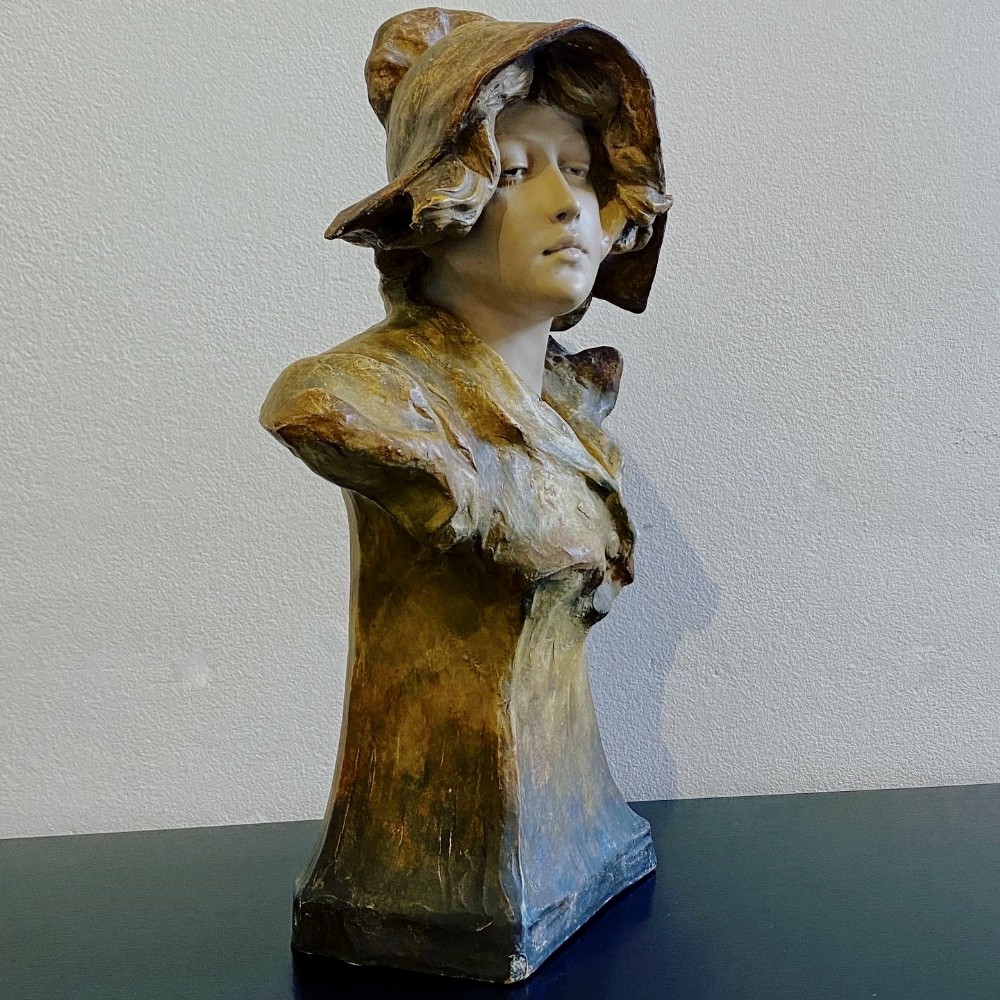 ART NOUVEAU GOLDSCHEIDER BUST OF A YOUNG MAIDEN