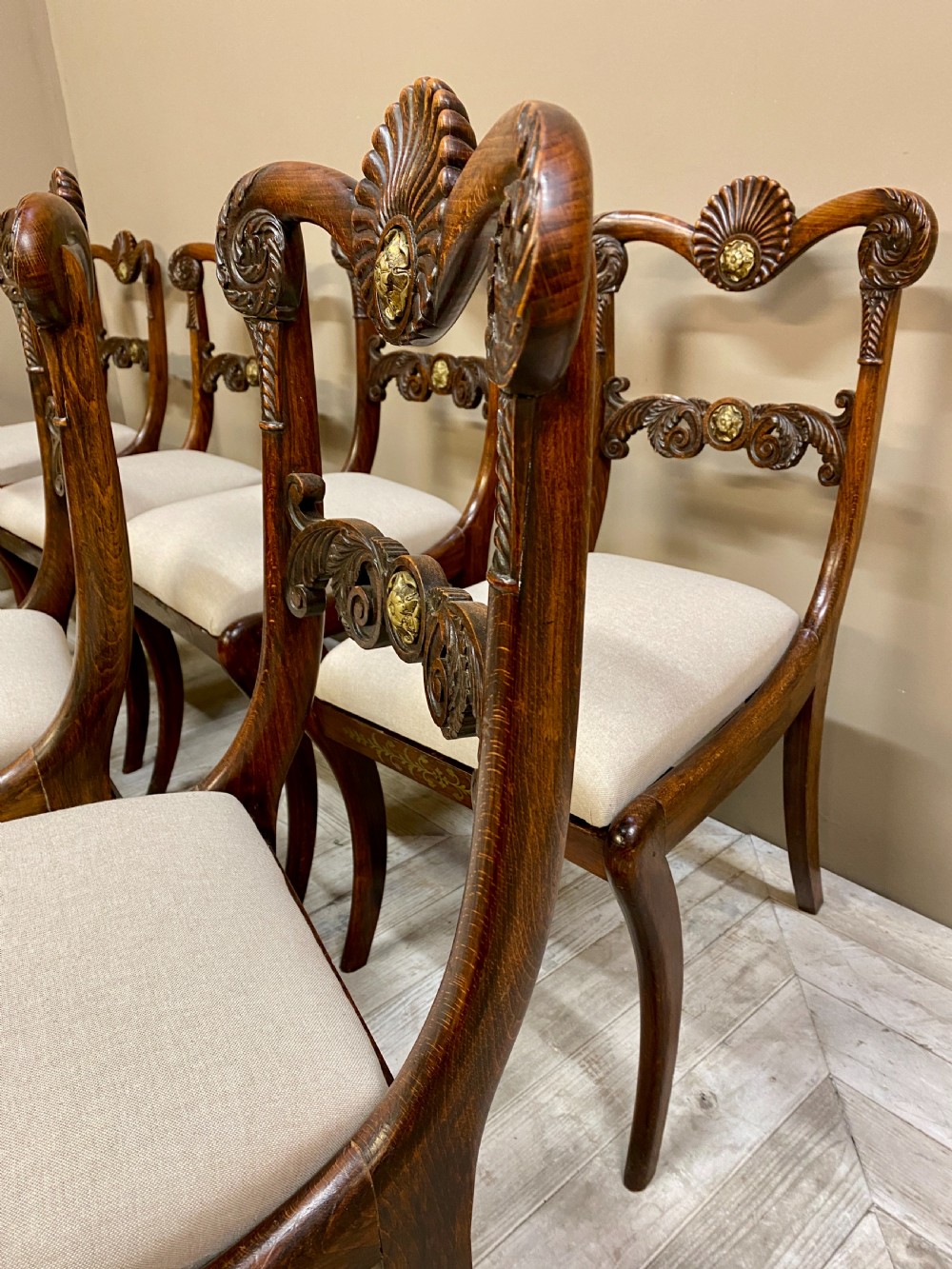 A Set of Eight Early C19th Simulated Rosewood Dining Chairs View X