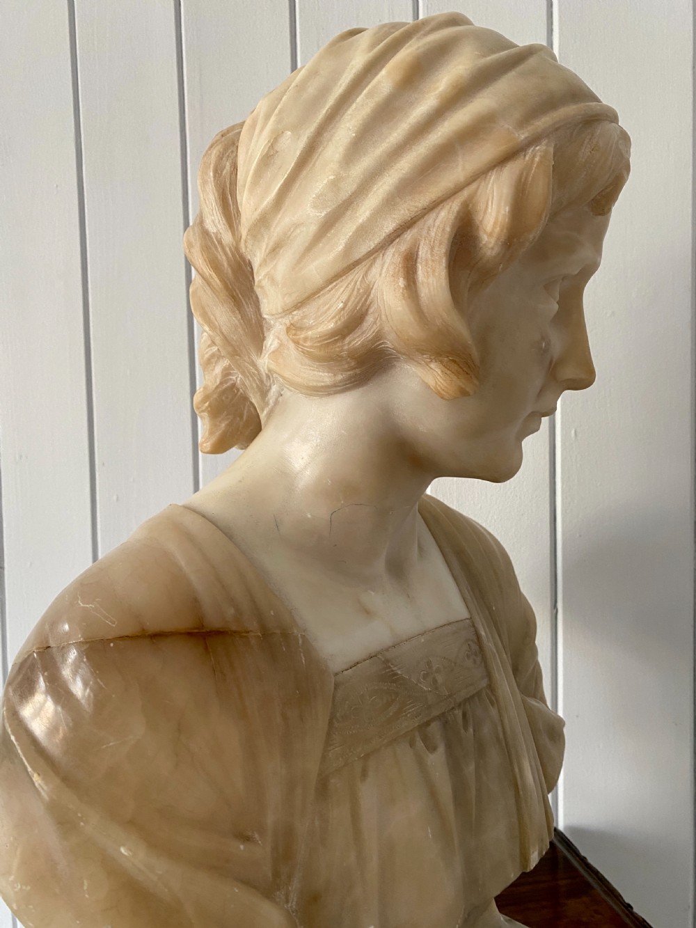 Italian Marble and Alabaster Bust of A Young Girl View VIII