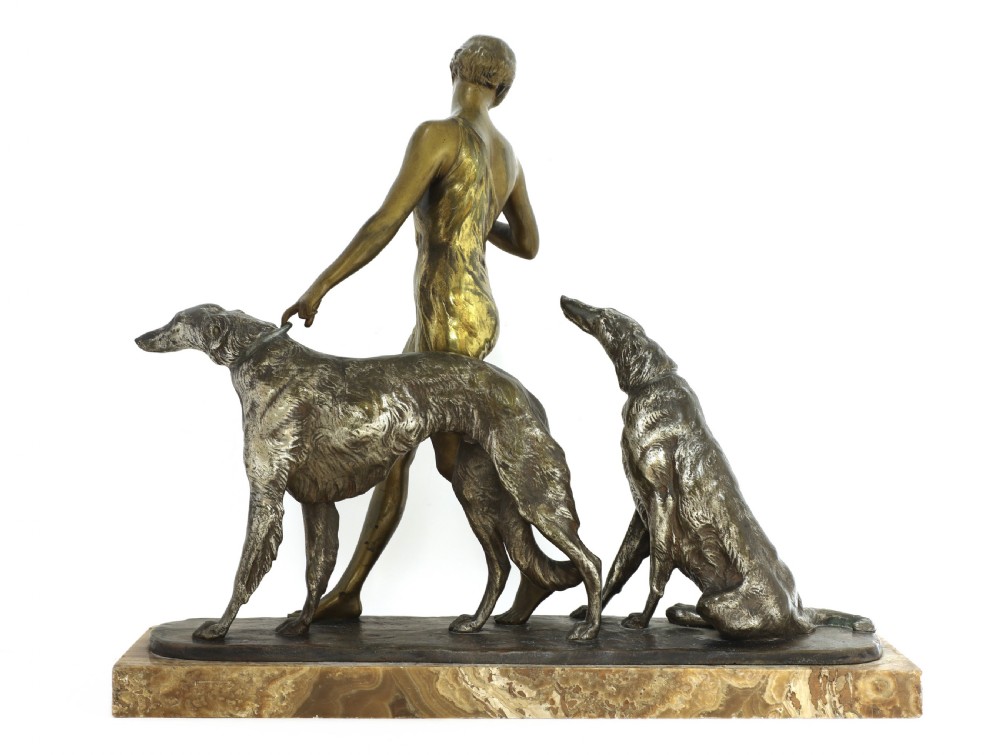 Art Deco Patinated and Silvered Bronze Sculpture View II