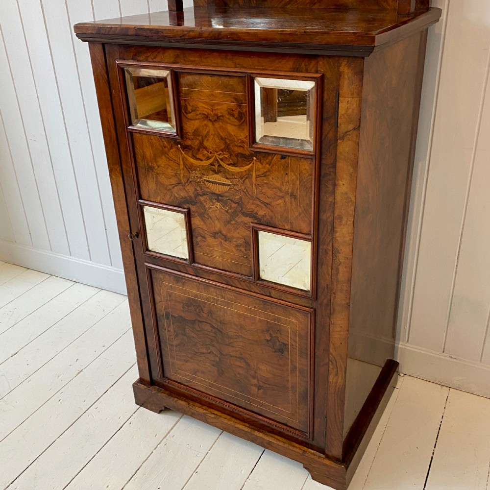 Edwardian Burr Walnut Marquetry Inlaid Cabinet View VI