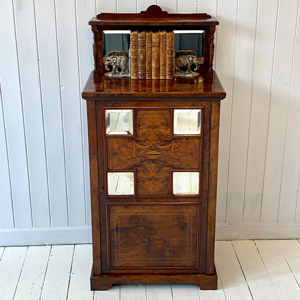 Edwardian Burr Walnut Marquetry Inlaid Cabinet View XI