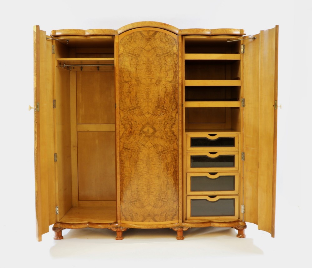 An Art Deco Burr Walnut and Maple Bedroom Suite View III