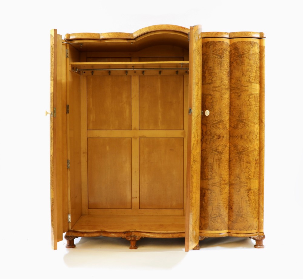 An Art Deco Burr Walnut and Maple Bedroom Suite View IV