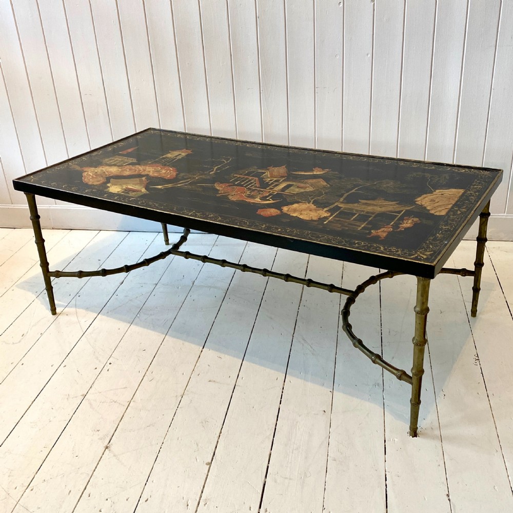 A Pair of Lacquered & Faux Bamboo Coffee Tables View II