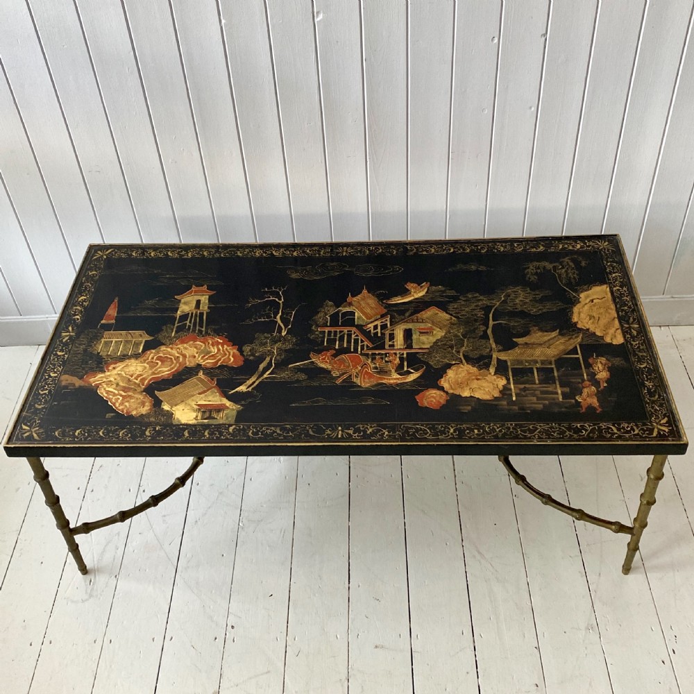 A Pair of Lacquered & Faux Bamboo Coffee Tables View III