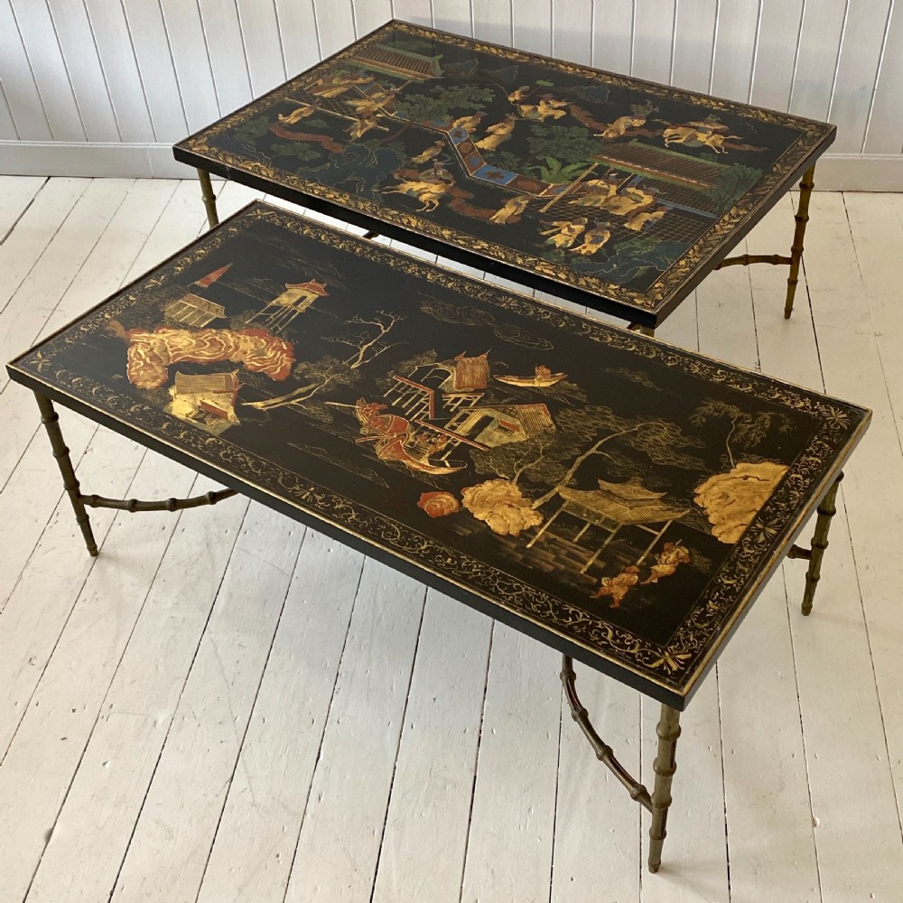A Pair of Lacquered & Faux Bamboo Coffee Tables View XII