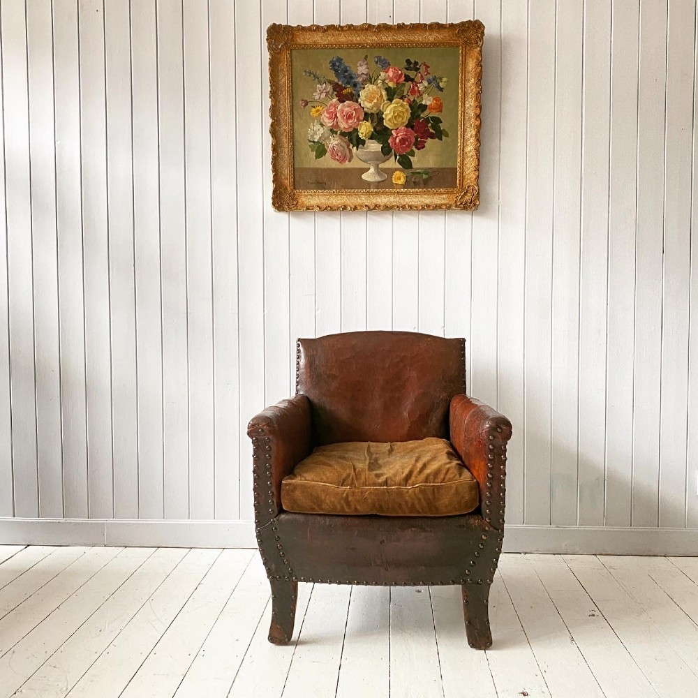 Vintage Leather Club Chair Circa 1920