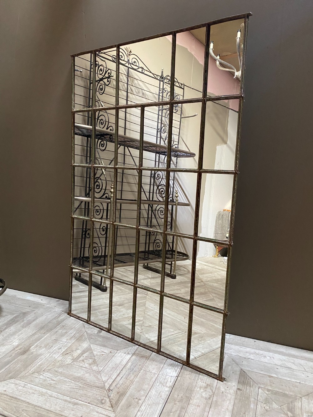 Large Steel Framed Window Mirror