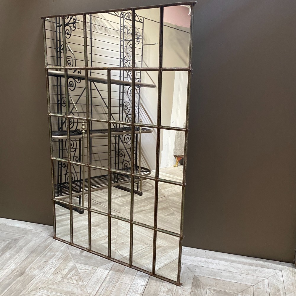 Large Steel Framed Window Mirror View II