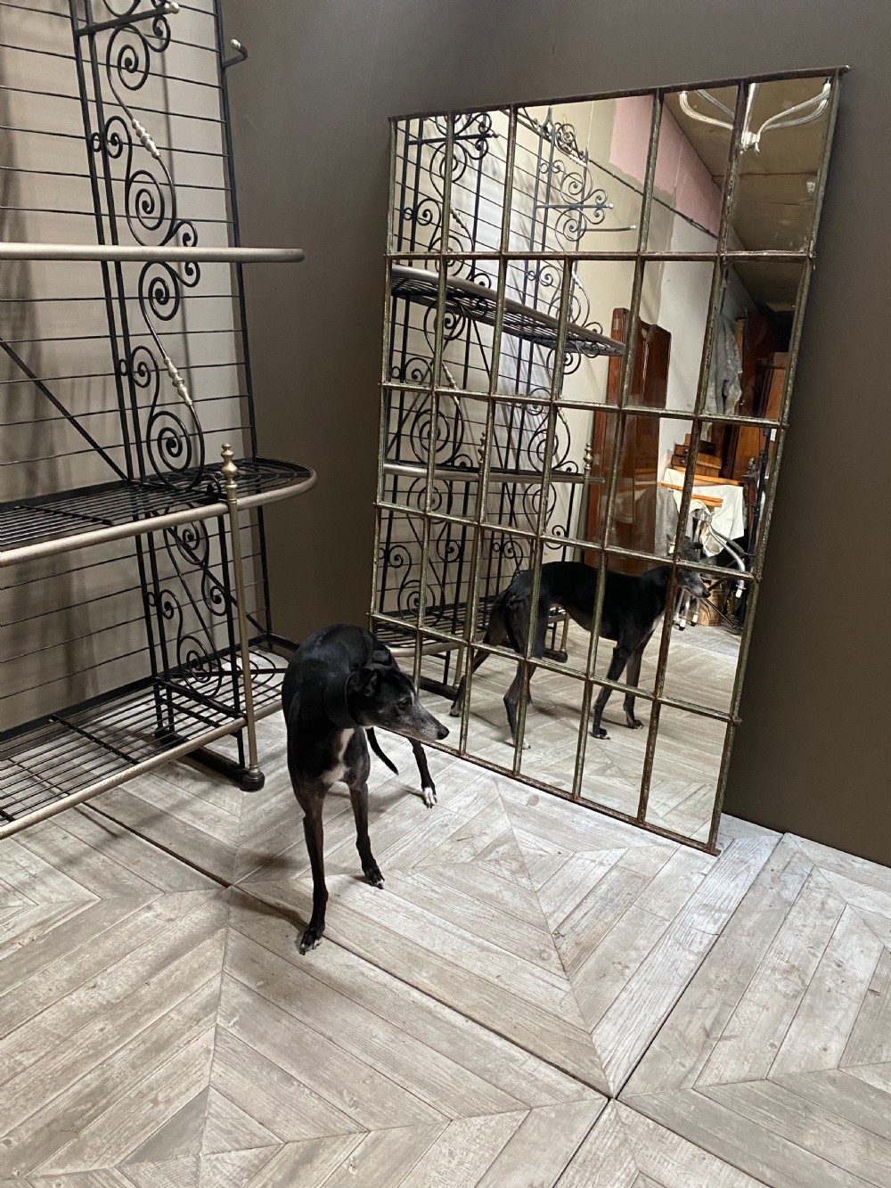 Large Steel Framed Window Mirror View VII