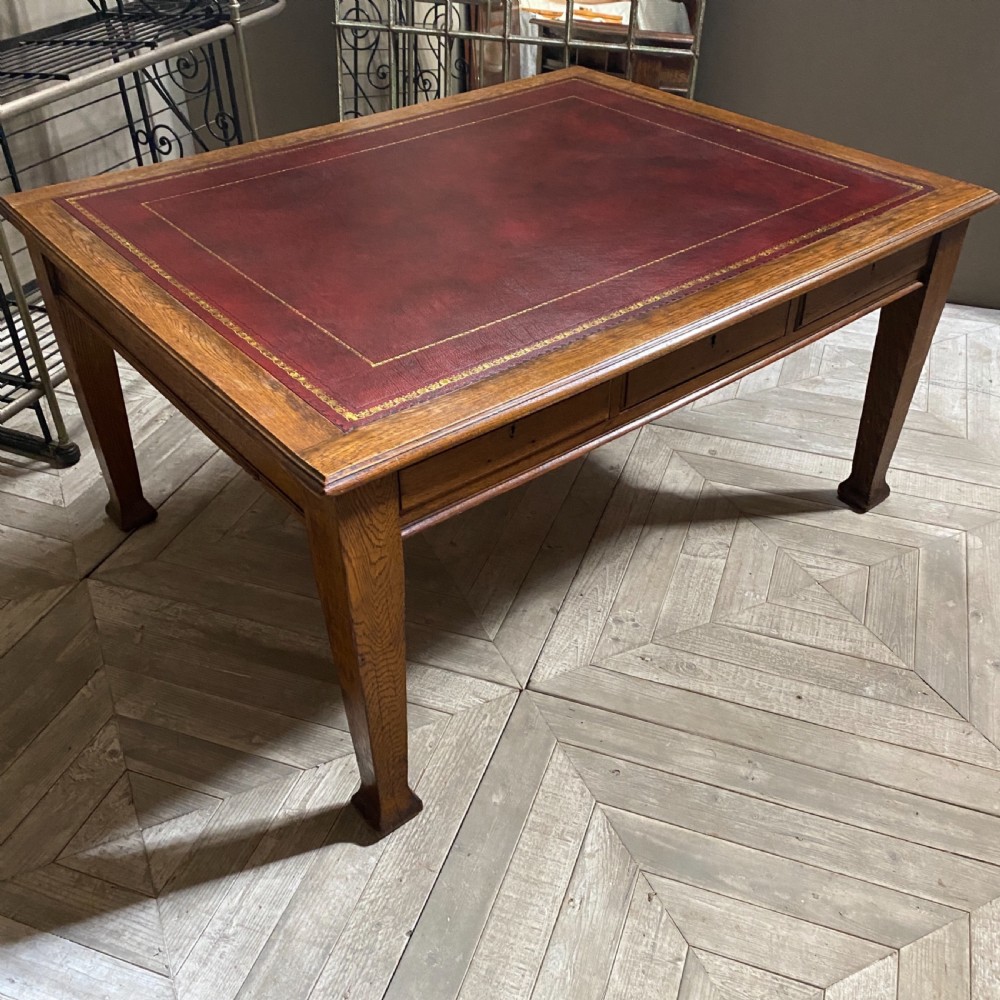A Large Oak Six Drawer Library Table  View VII