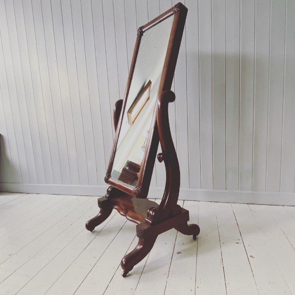 Victorian Mahogany Cheval or Dressing Mirror
