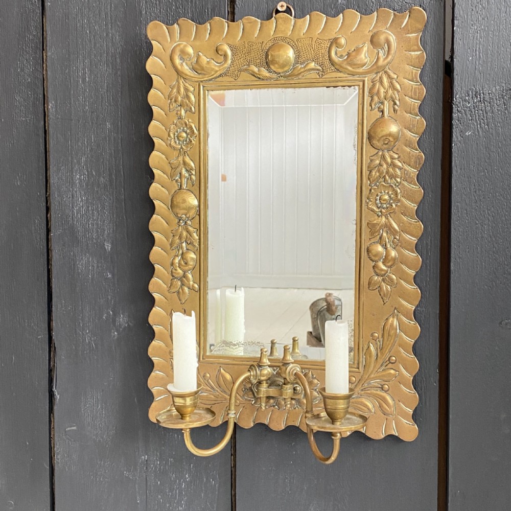 Pair of Arts & Crafts Brass Mirrored Wall Sconce View III