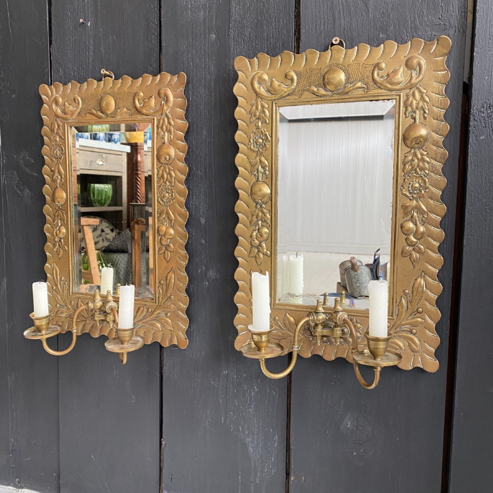Pair of Arts & Crafts Brass Mirrored Wall Sconce View IV