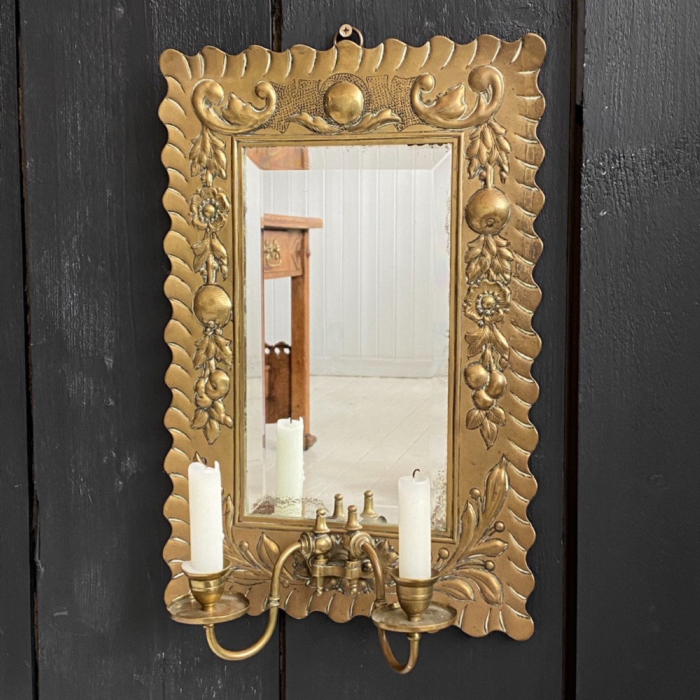 Pair of Arts & Crafts Brass Mirrored Wall Sconce View IX